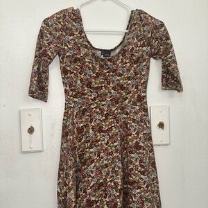 Sparkle & Fade Floral Long Sleeve Dress - Red and Cream